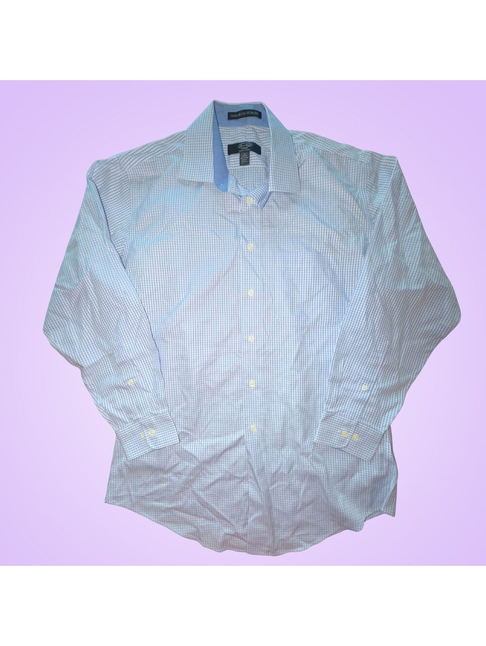 Pronto Uomo Men's 16 32/33 Blue White Stripe Non Iron Slim Fit Dress Shirt